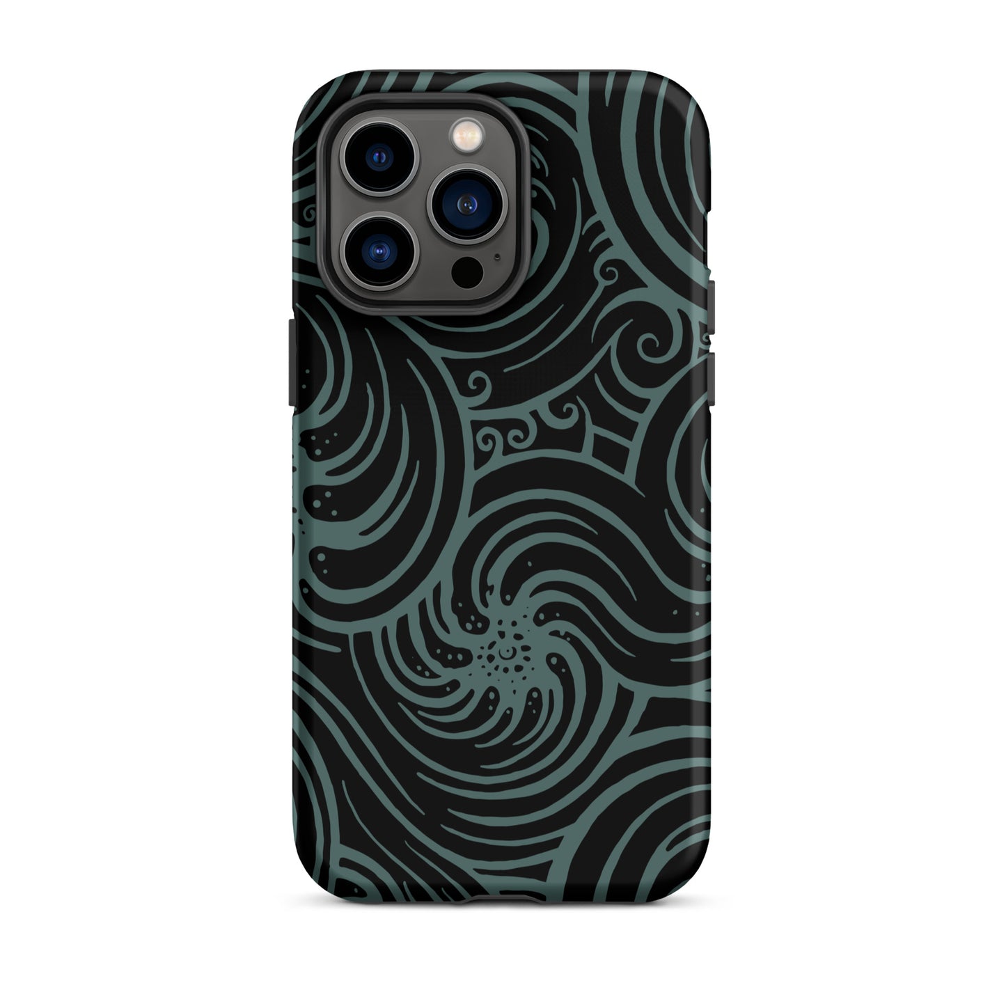 Tough Case for iPhone® : Cosmic Swirl - Black w/ Teal print