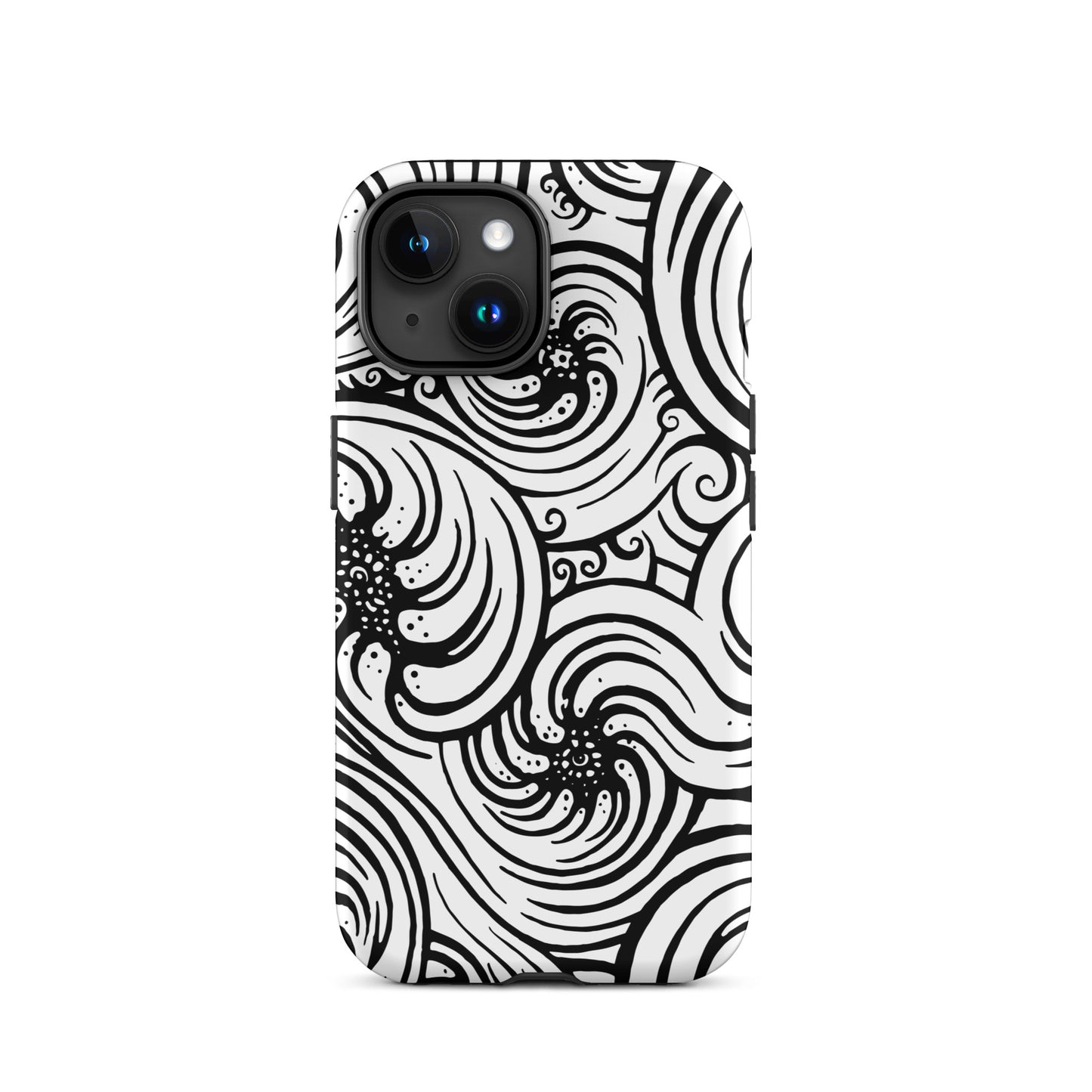 Tough Case for iPhone® : Cosmic Swirl - White w/ Black print