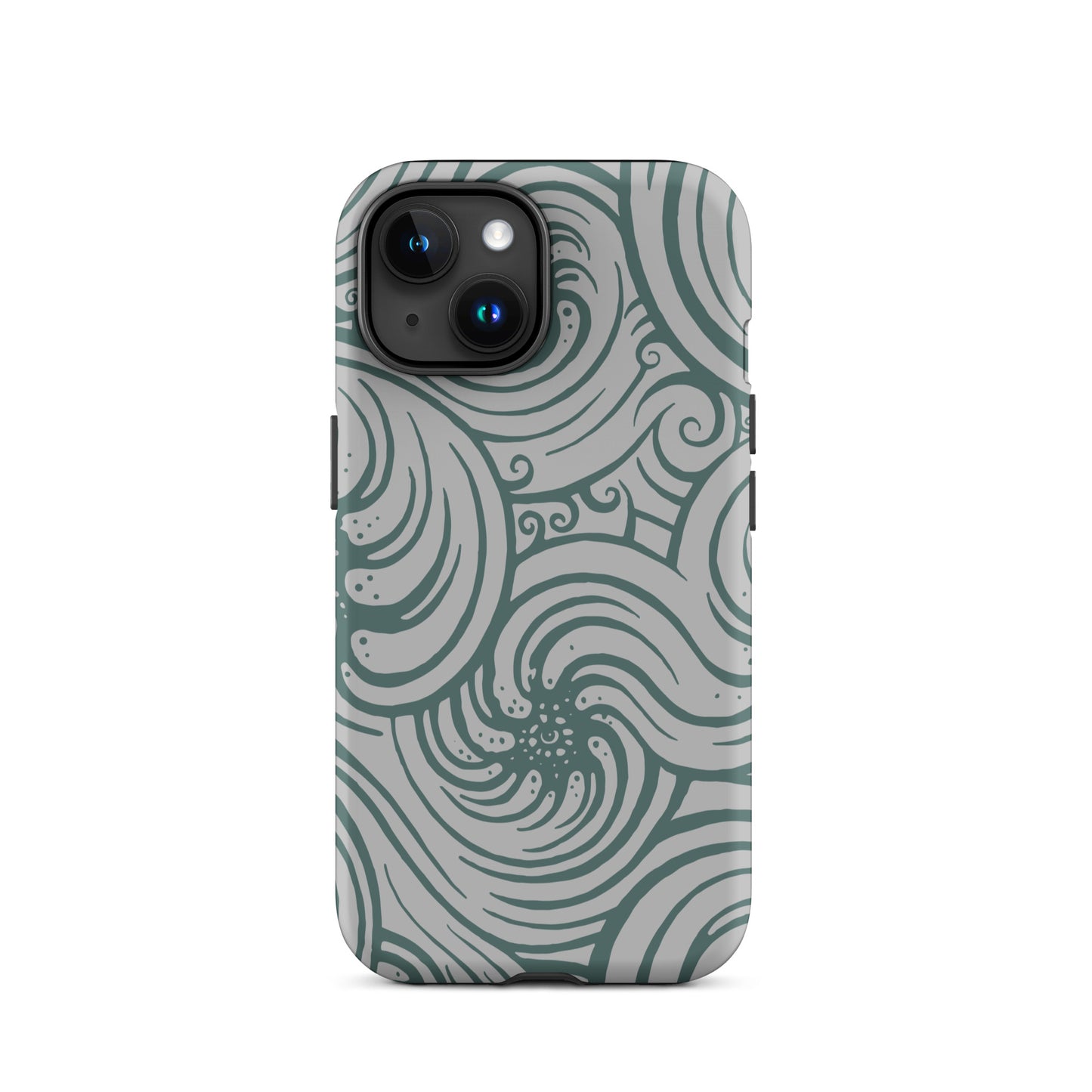 Tough Case for iPhone® : Cosmic Swirl - Silver w/ Teal print