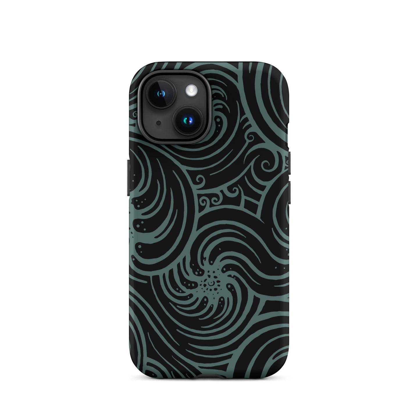 Tough Case for iPhone® : Cosmic Swirl - Black w/ Teal print