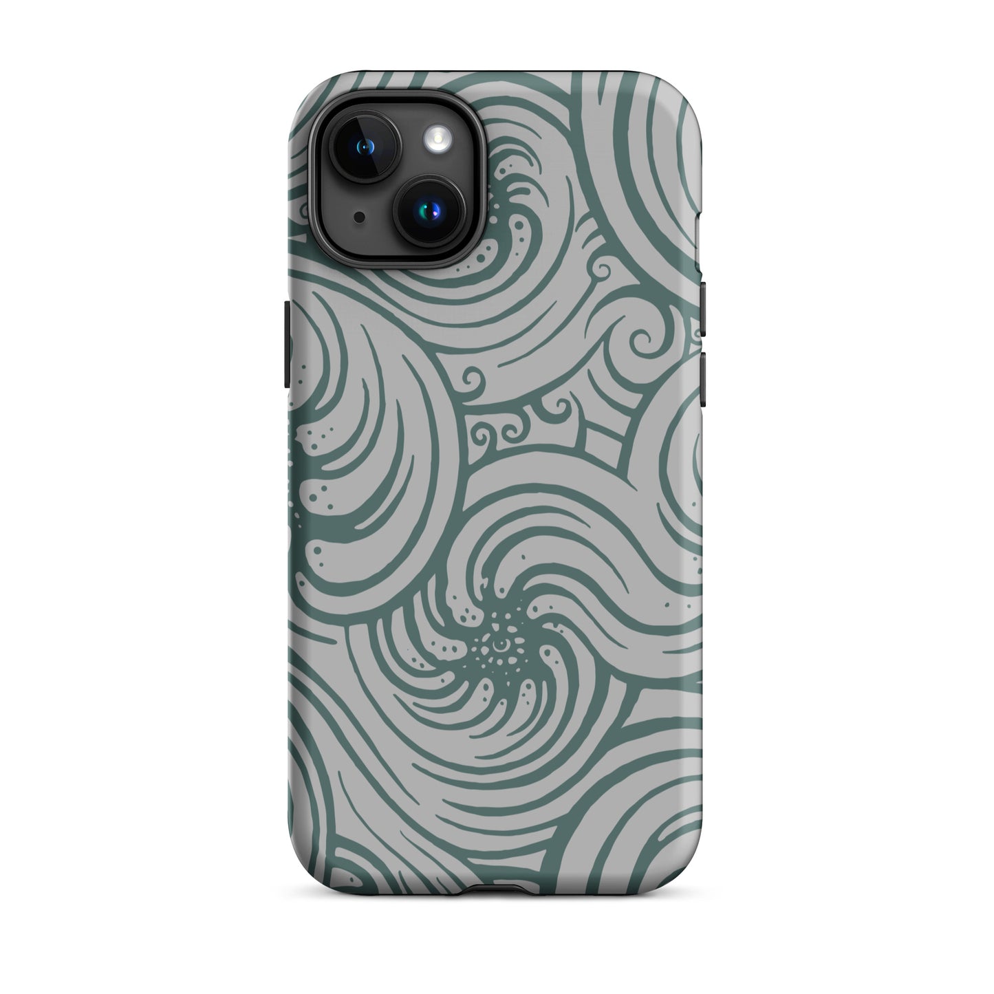 Tough Case for iPhone® : Cosmic Swirl - Silver w/ Teal print