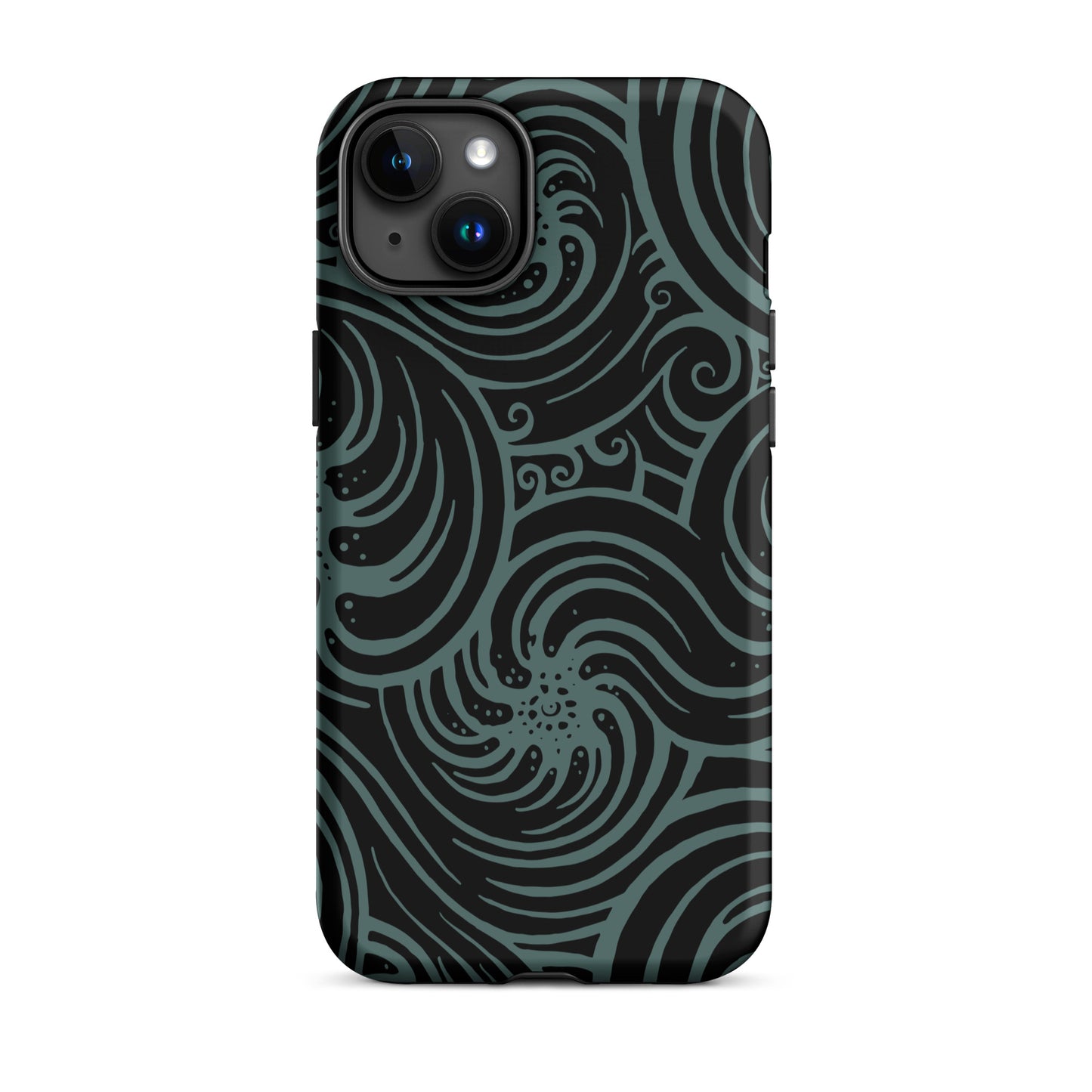 Tough Case for iPhone® : Cosmic Swirl - Black w/ Teal print