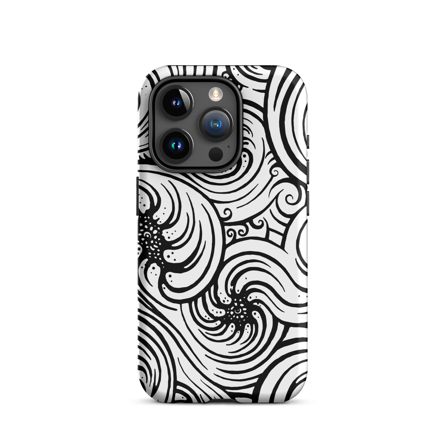 Tough Case for iPhone® : Cosmic Swirl - White w/ Black print