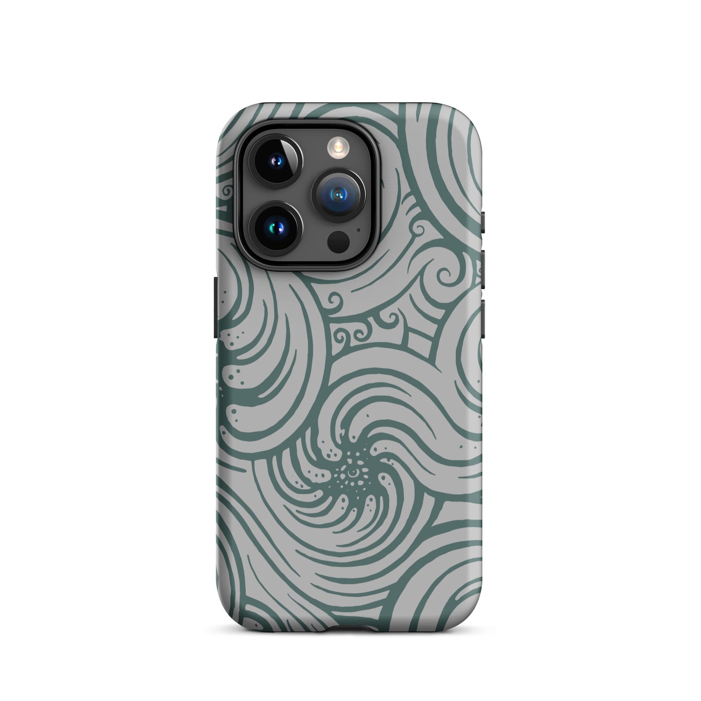 Tough Case for iPhone® : Cosmic Swirl - Silver w/ Teal print