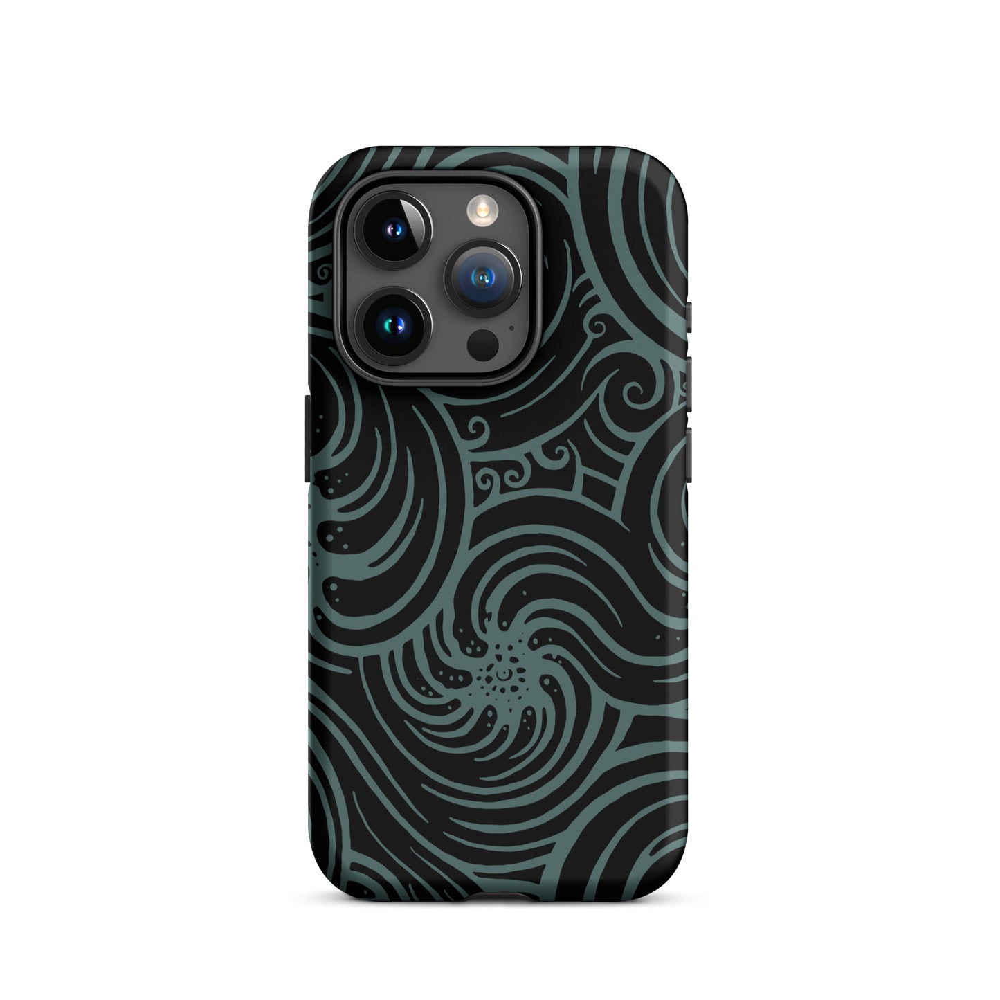 Tough Case for iPhone® : Cosmic Swirl - Black w/ Teal print