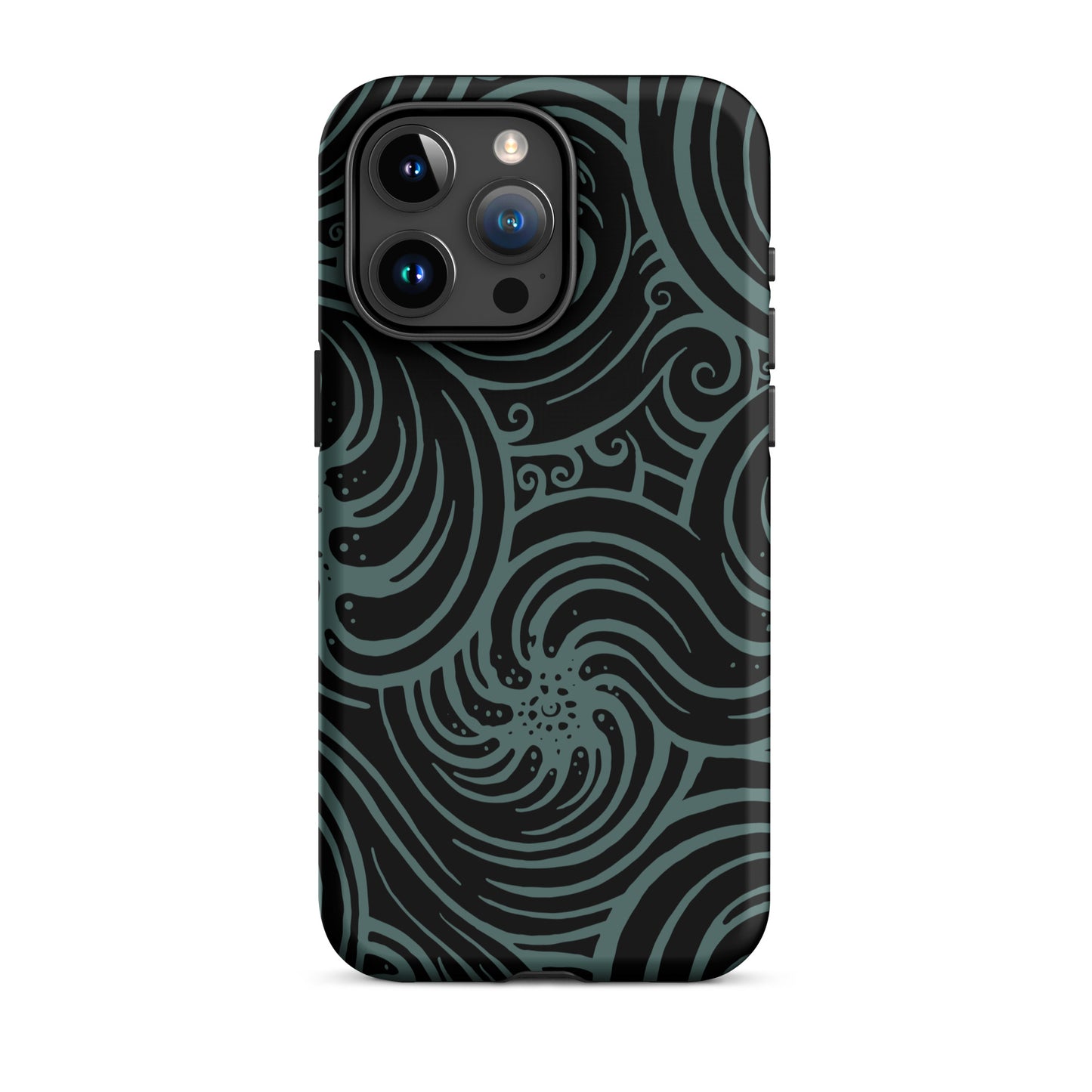 Tough Case for iPhone® : Cosmic Swirl - Black w/ Teal print