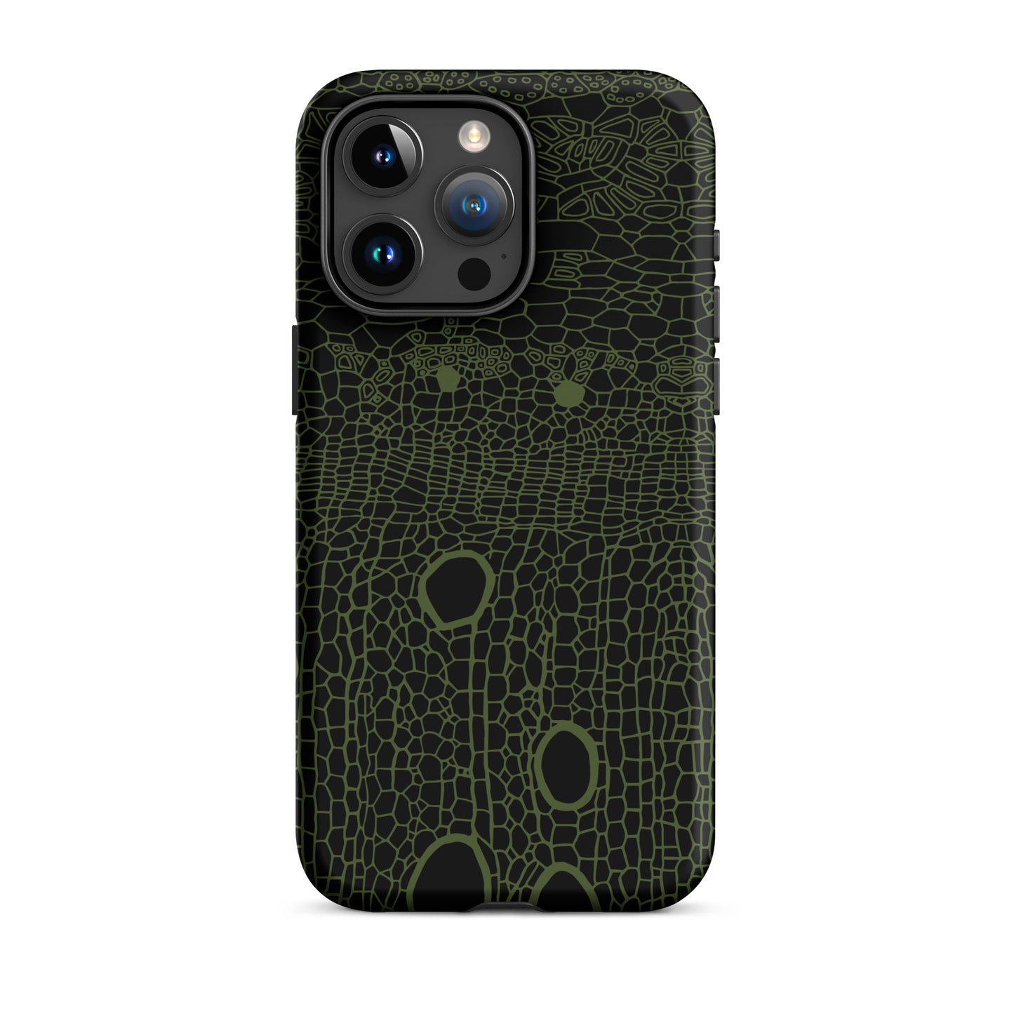 Tough Case for iPhone® : Hemp Cell - Black w/ Olive print