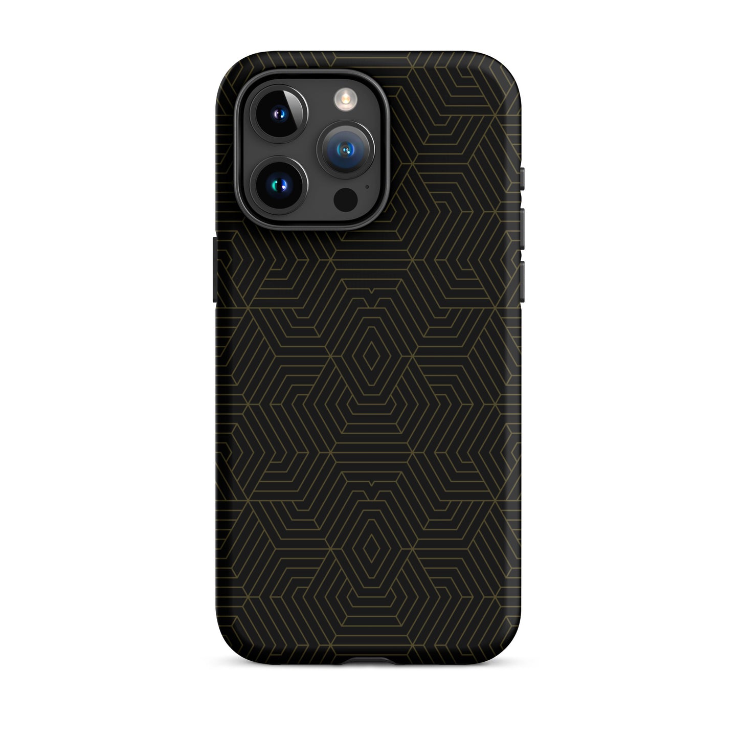 Tough Case for iPhone® : Hexacubes - Black w/ Dark Gold print