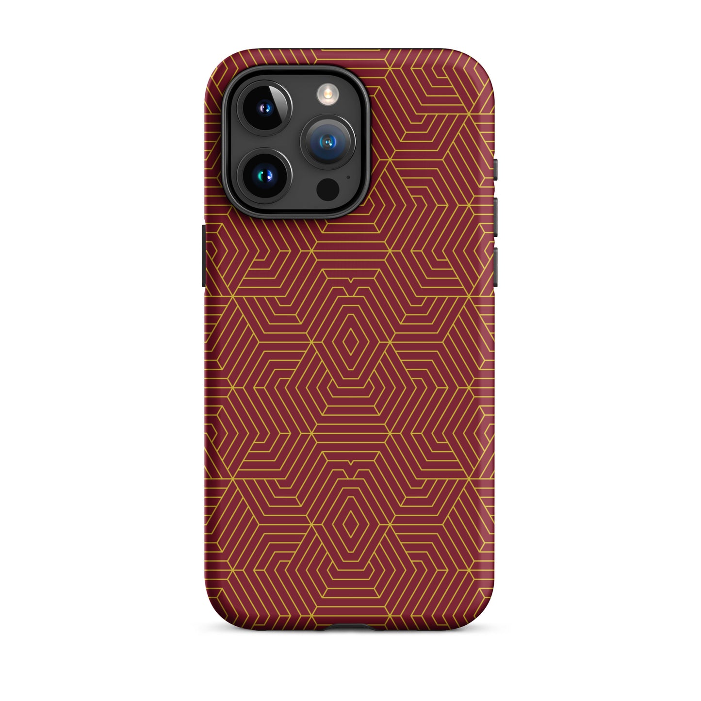 Tough Case for iPhone® : Hexacubes - Red w/ Gold print