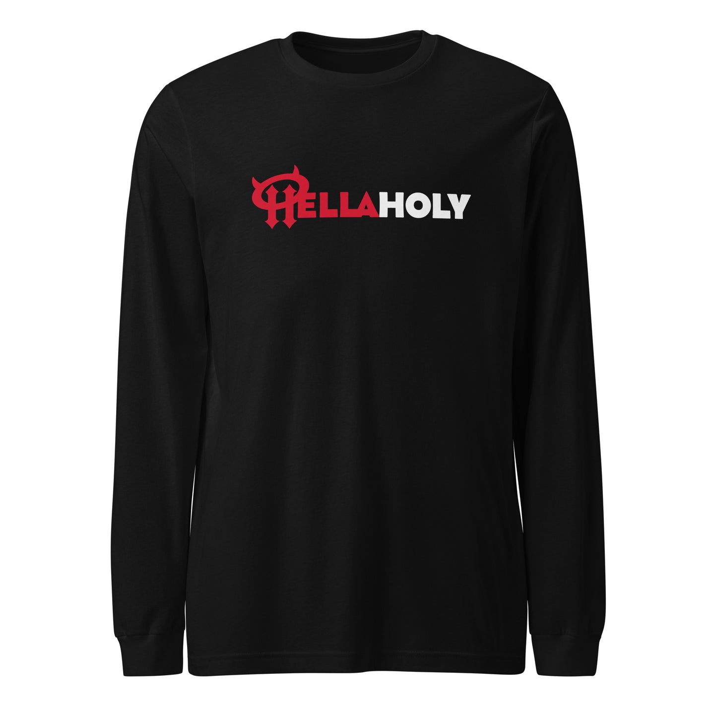 Unisex Long Sleeve Tee : HellaHoly™ Logo 02 - Red & White print