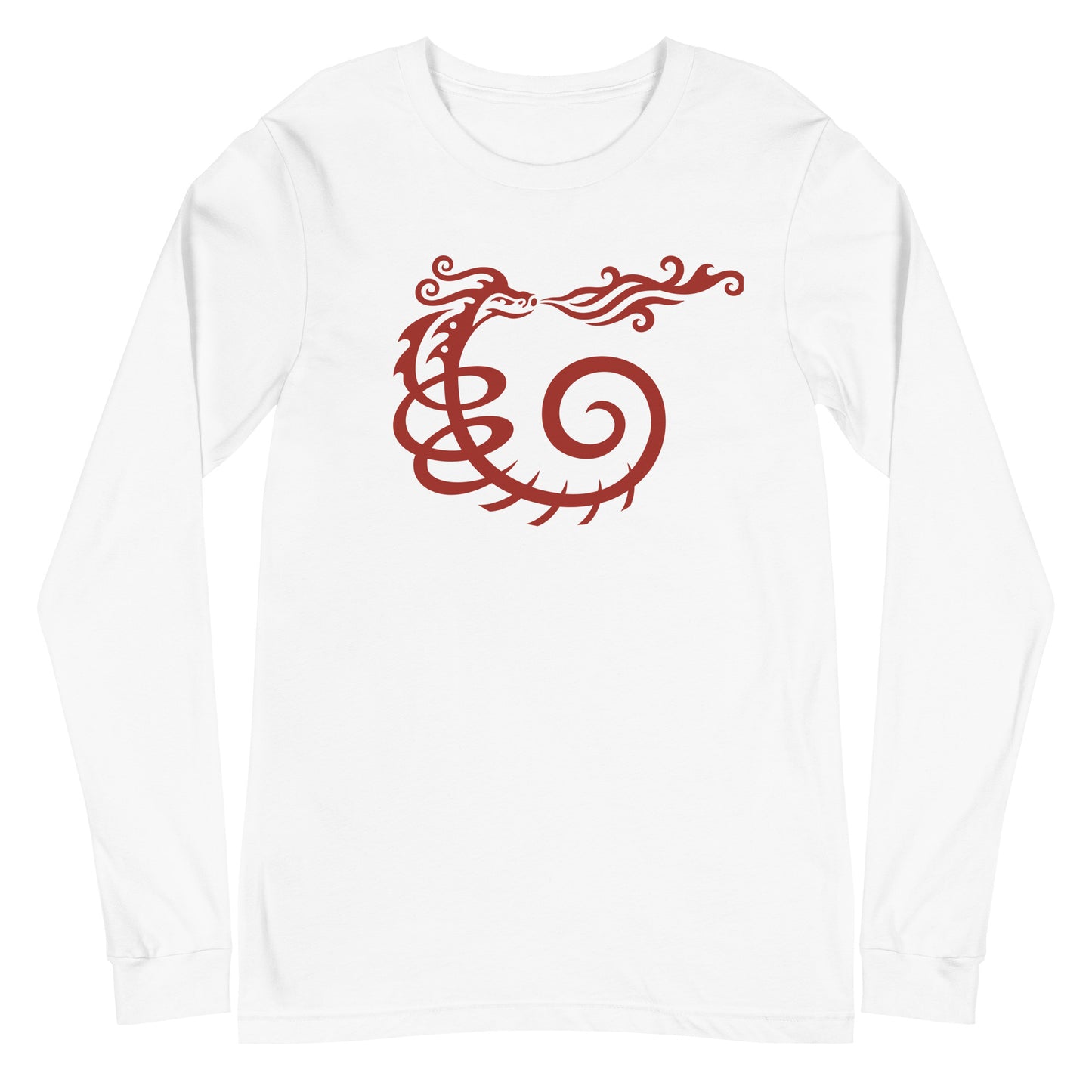 Unisex Long Sleeve Tee : Dragon - Black w/ Red print