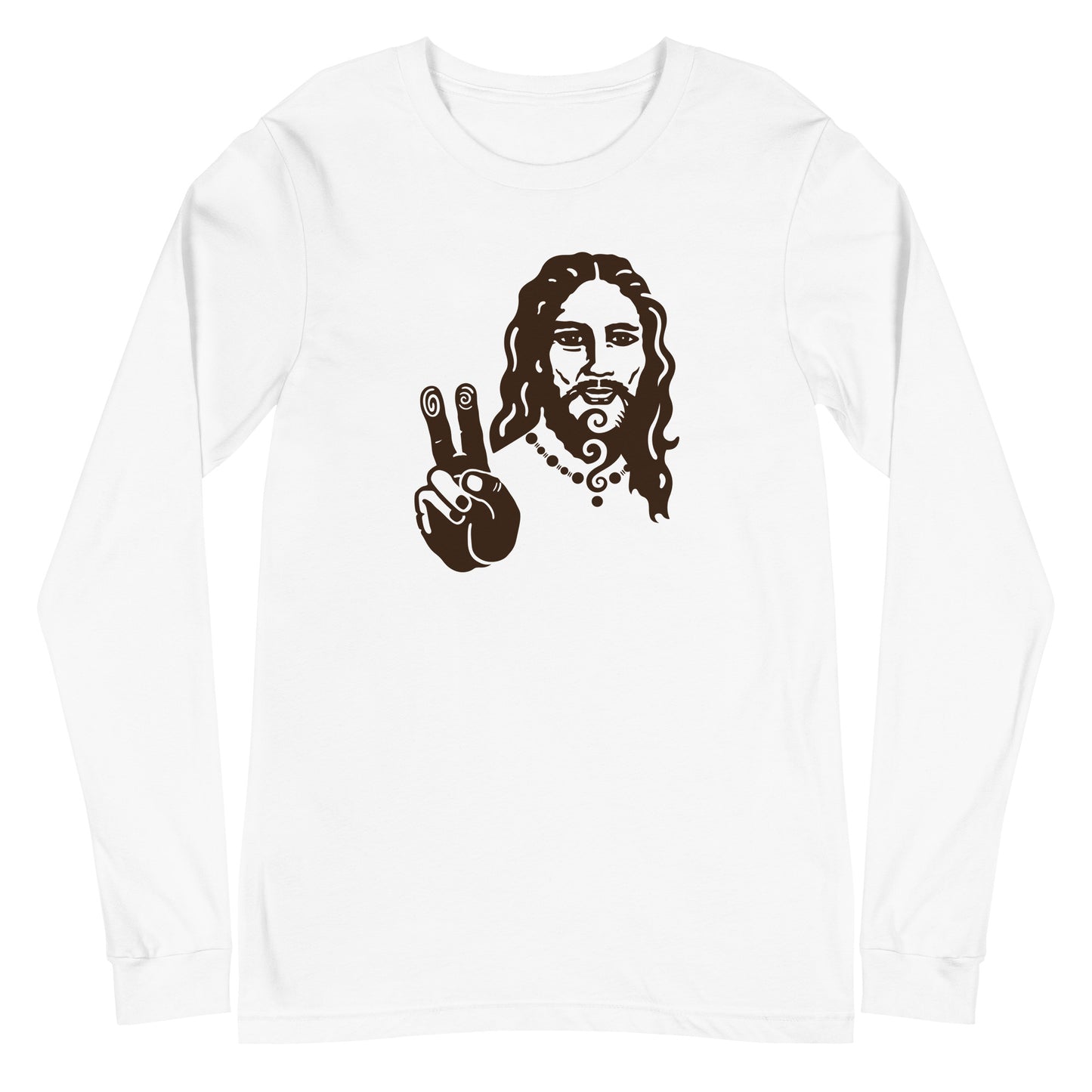 Unisex Long Sleeve Tee : Peace Jesus - Brown print