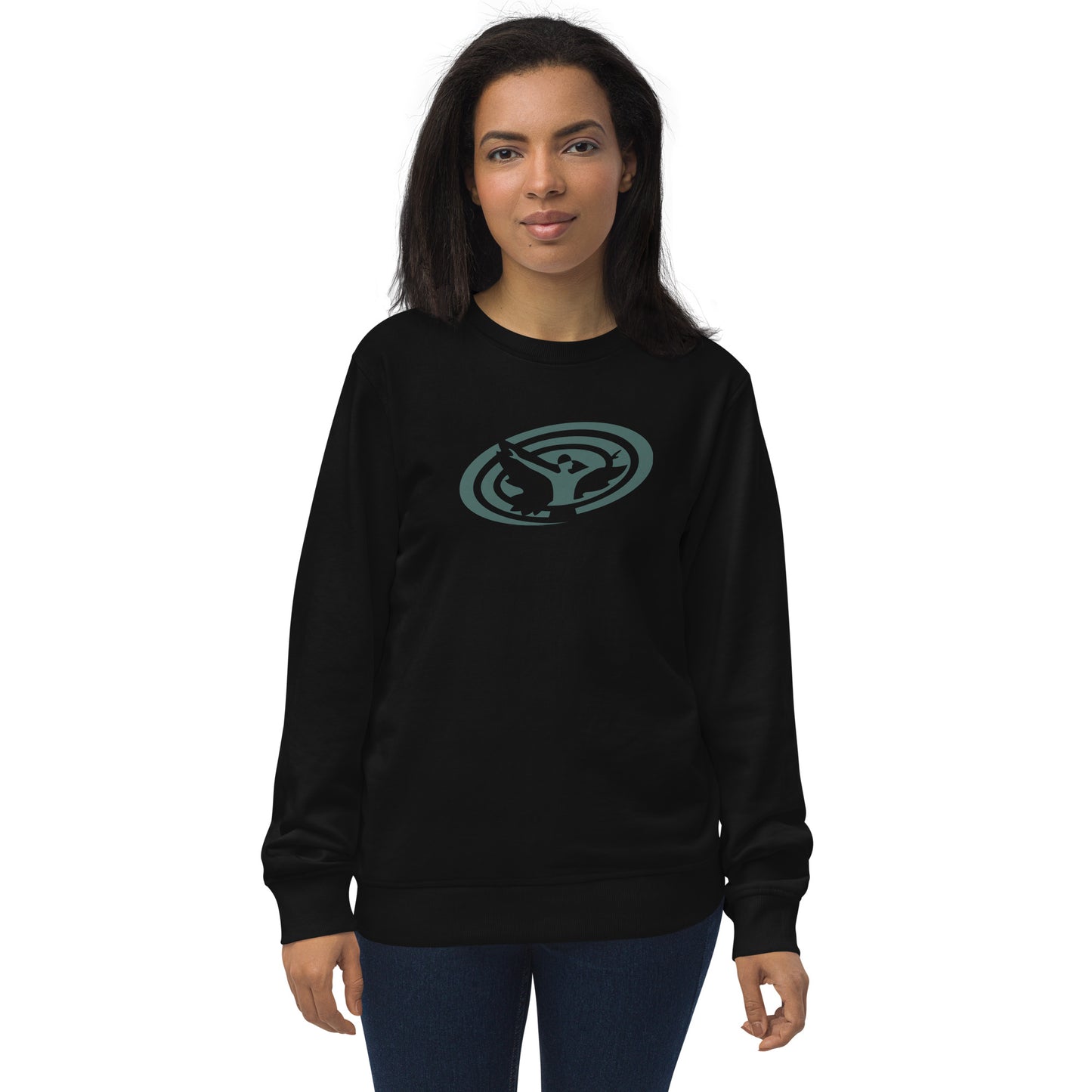 Unisex Organic Sweatshirt : Swirlspace Logo BG - BlueGray print