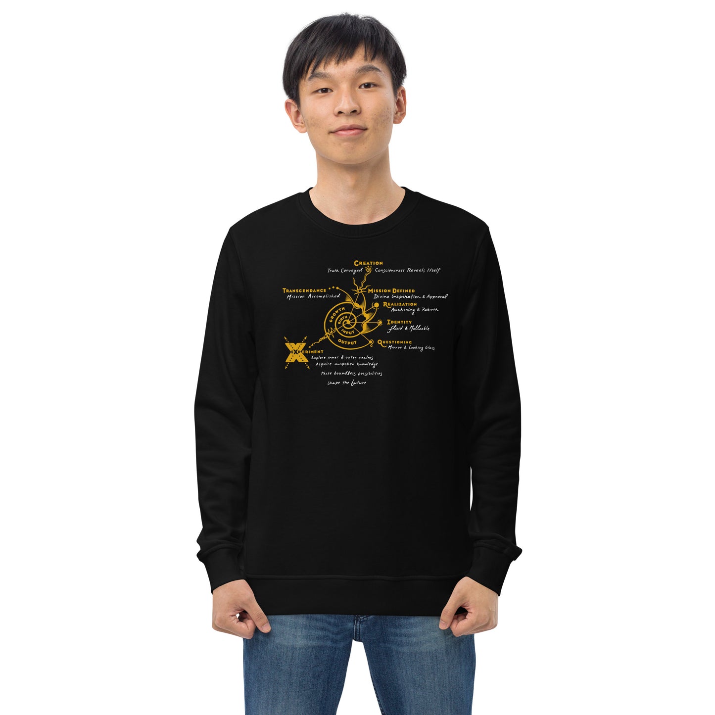 Unisex Organic Sweatshirt - Growth - Gold & White print