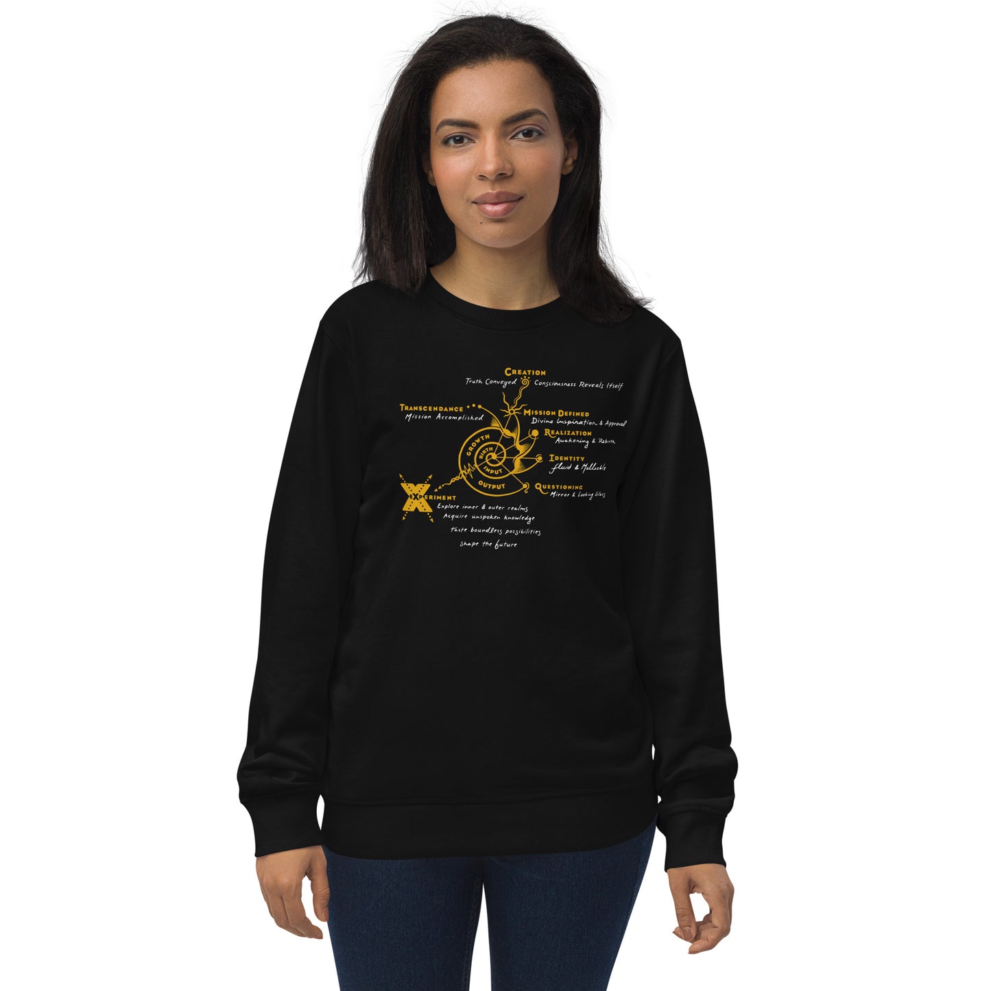Unisex Organic Sweatshirt - Growth - Gold & White print