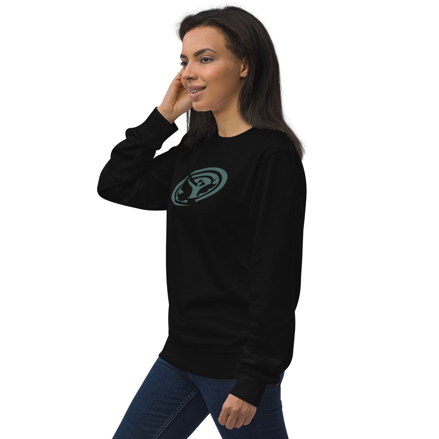 Unisex Organic Sweatshirt : Swirlspace Logo BG - BlueGray print