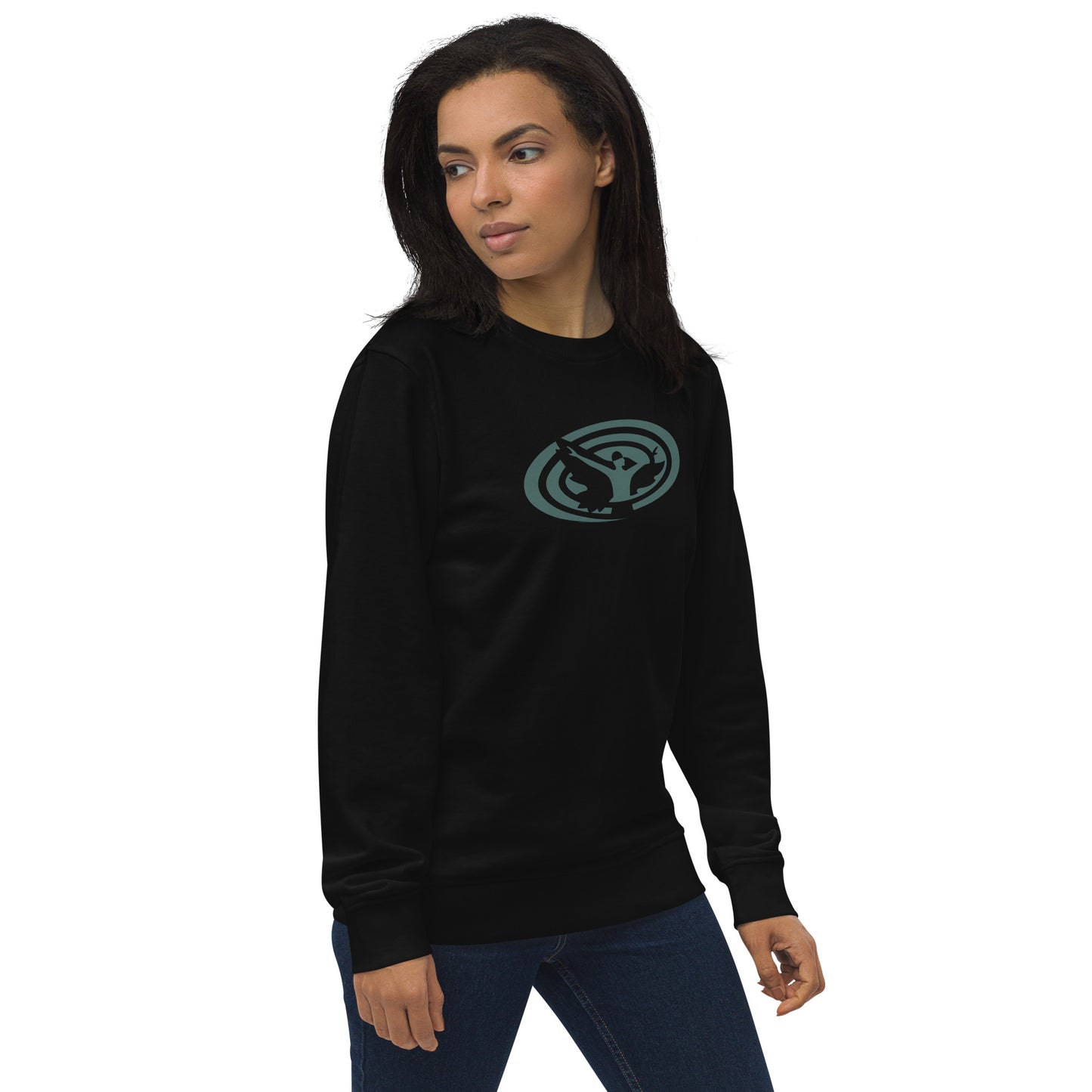 Unisex Organic Sweatshirt : Swirlspace Logo BG - BlueGray print