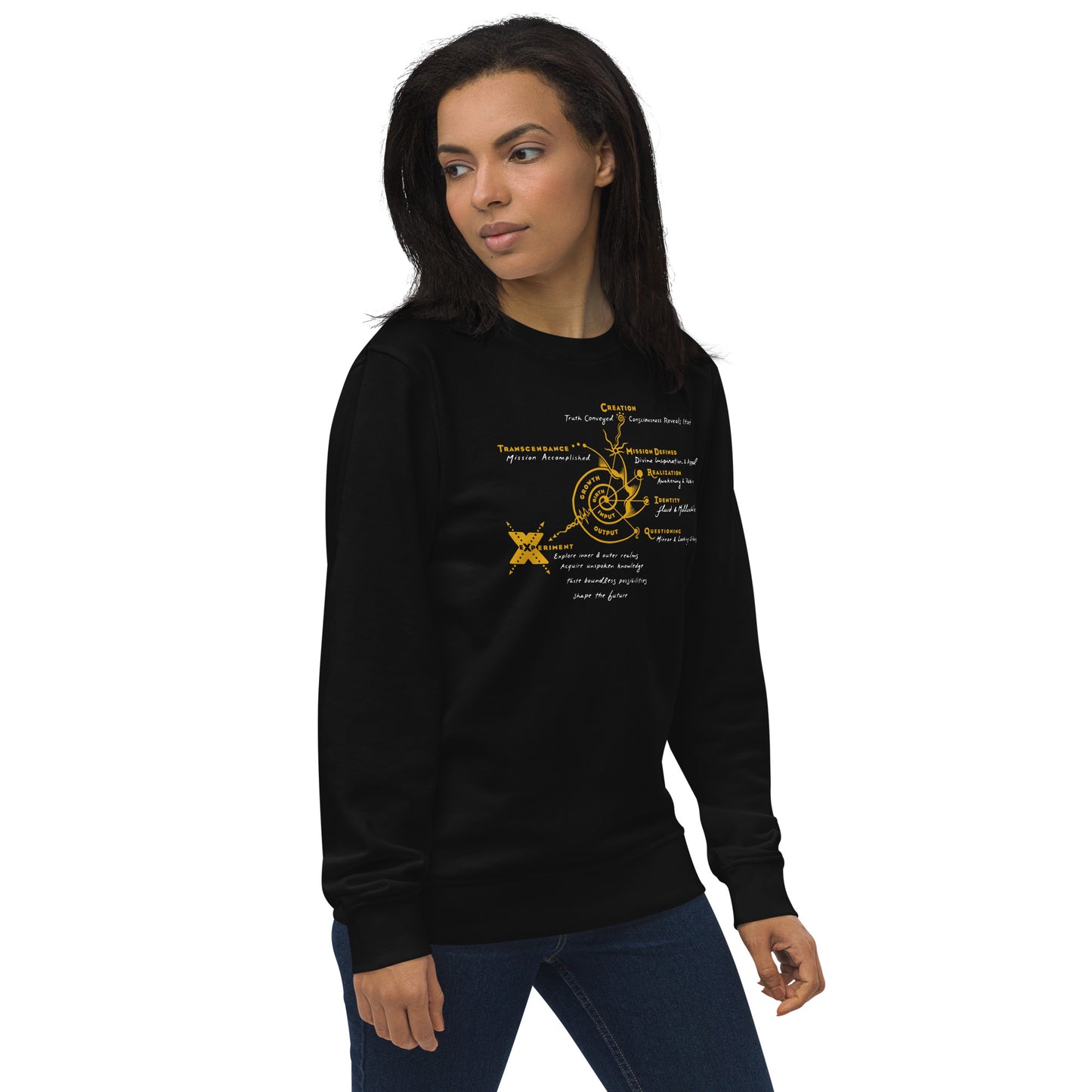 Unisex Organic Sweatshirt - Growth - Gold & White print