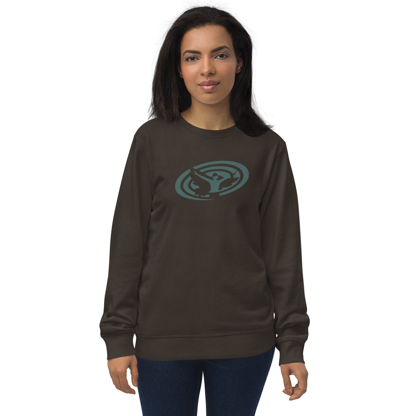 Unisex Organic Sweatshirt : Swirlspace Logo BG - BlueGray print