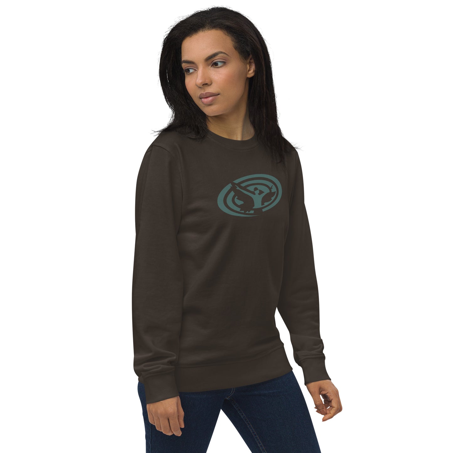 Unisex Organic Sweatshirt : Swirlspace Logo BG - BlueGray print