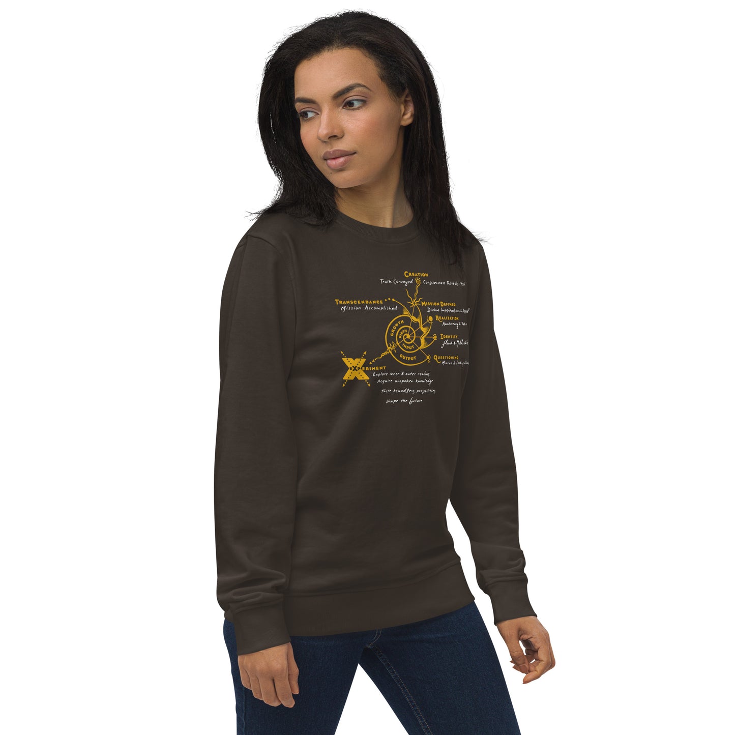 Unisex Organic Sweatshirt - Growth - Gold & White print