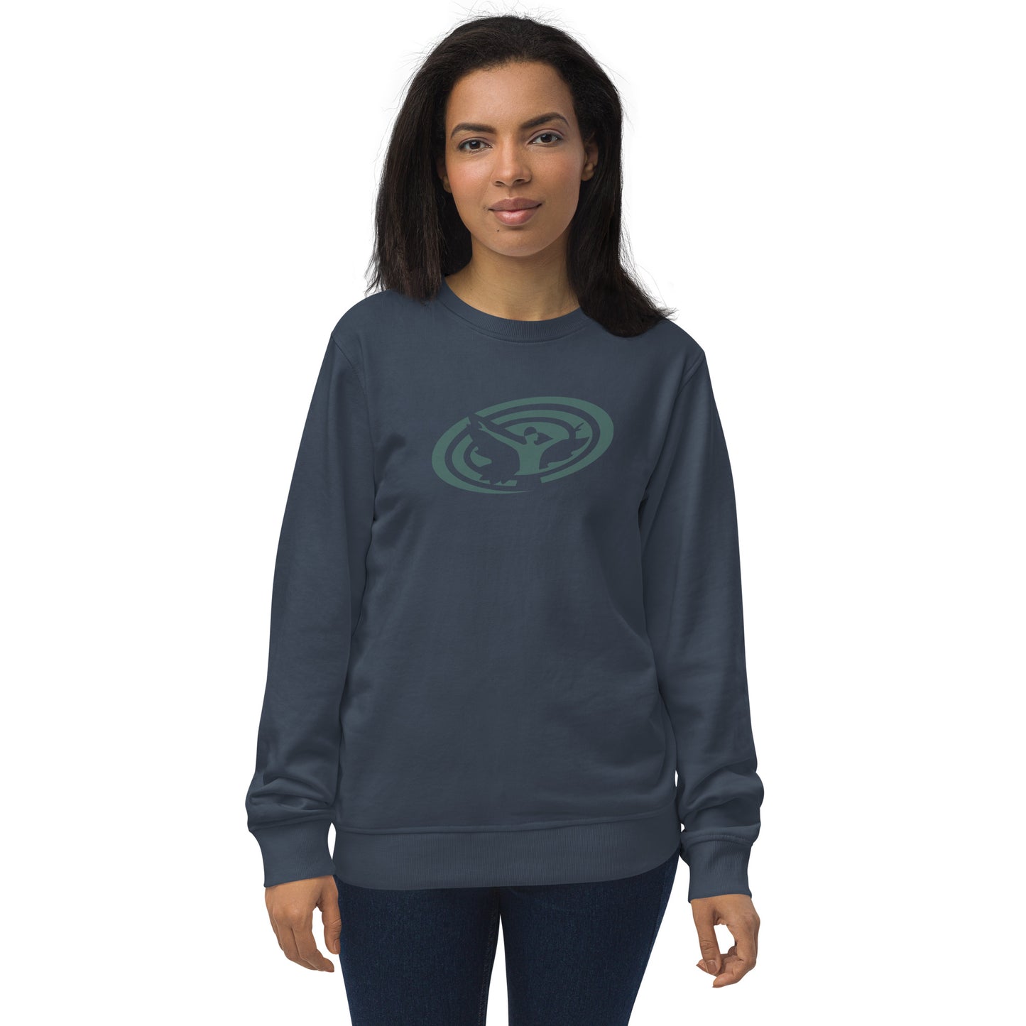Unisex Organic Sweatshirt : Swirlspace Logo BG - BlueGray print