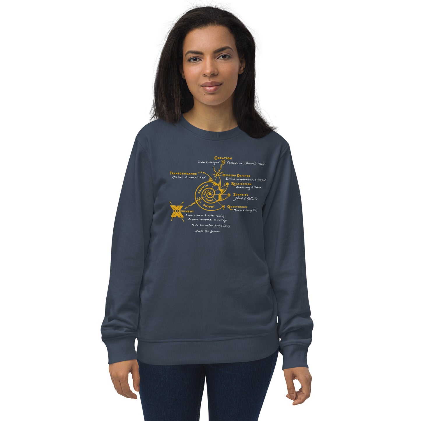 Unisex Organic Sweatshirt - Growth - Gold & White print
