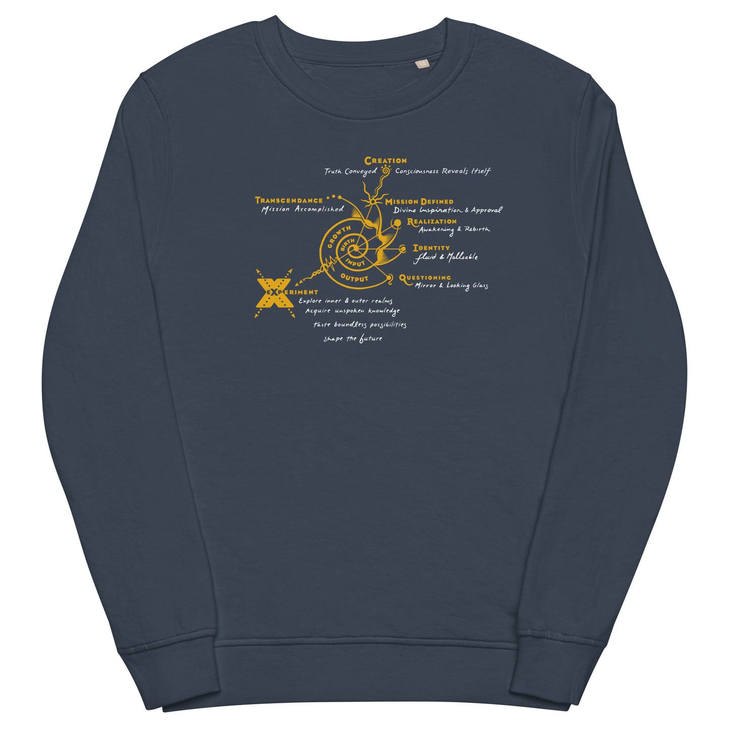 Unisex Organic Sweatshirt - Growth - Gold & White print