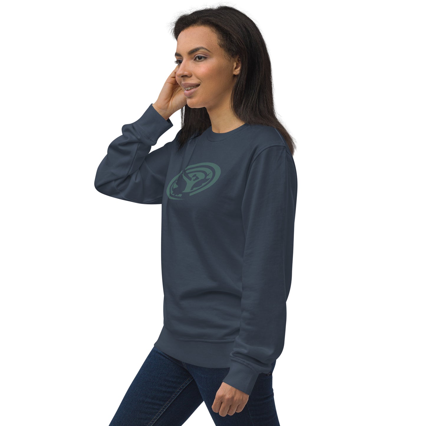 Unisex Organic Sweatshirt : Swirlspace Logo BG - BlueGray print