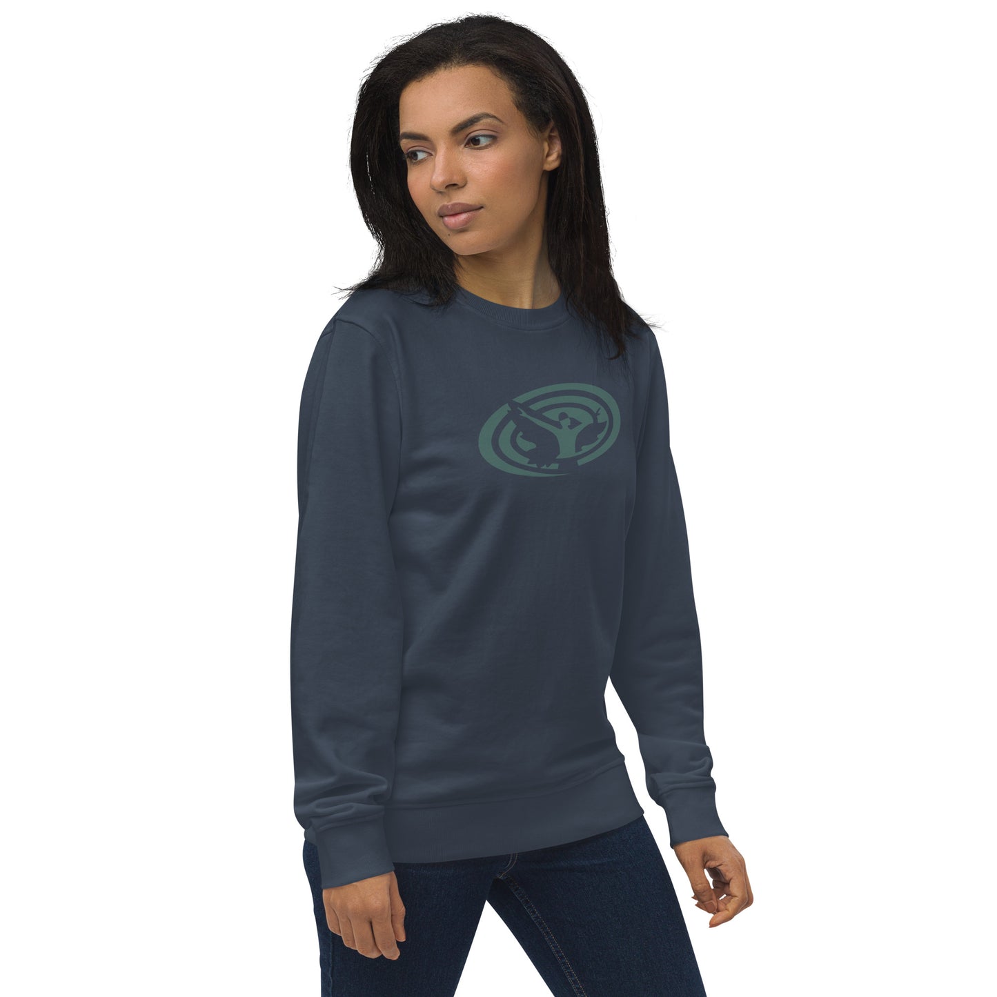 Unisex Organic Sweatshirt : Swirlspace Logo BG - BlueGray print