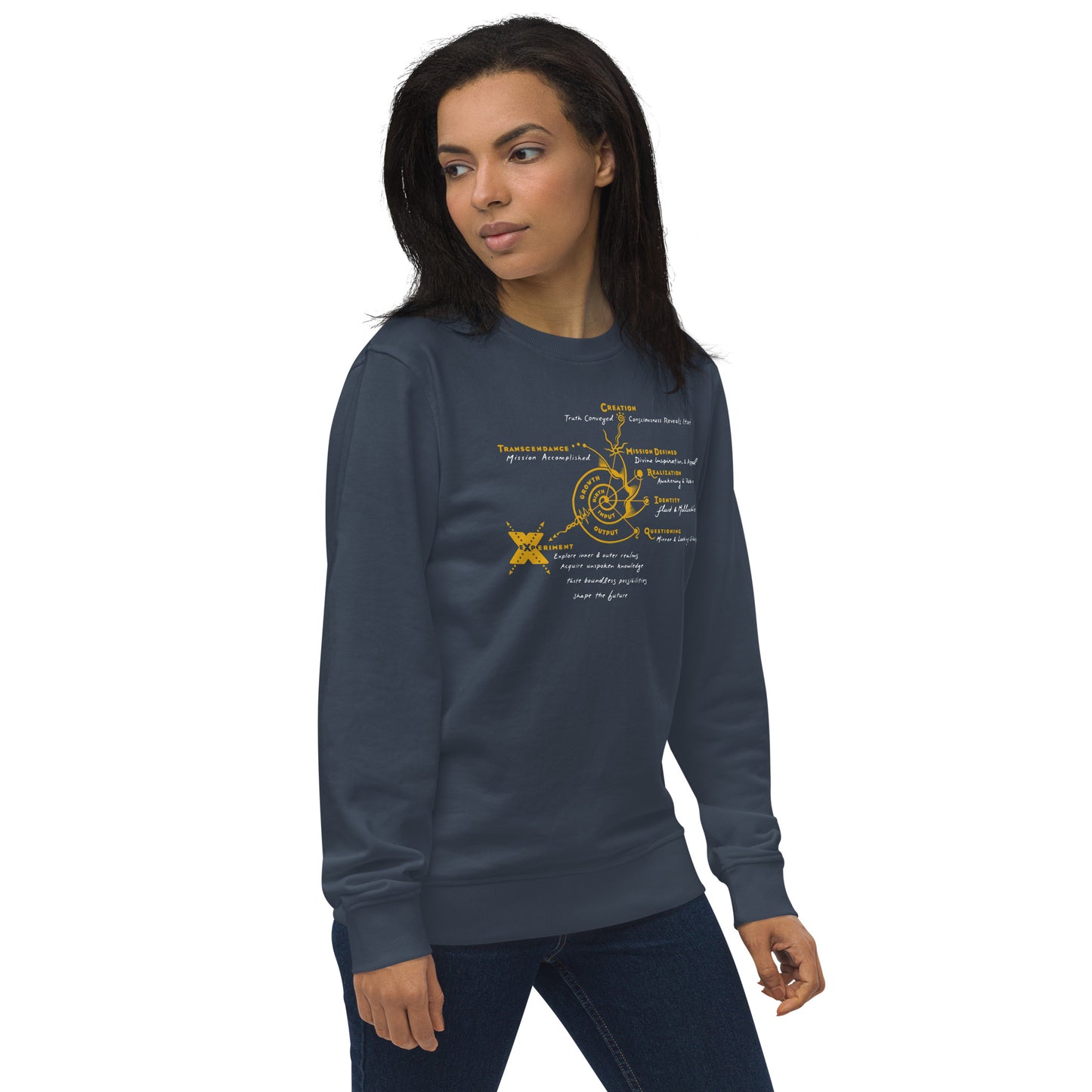 Unisex Organic Sweatshirt - Growth - Gold & White print