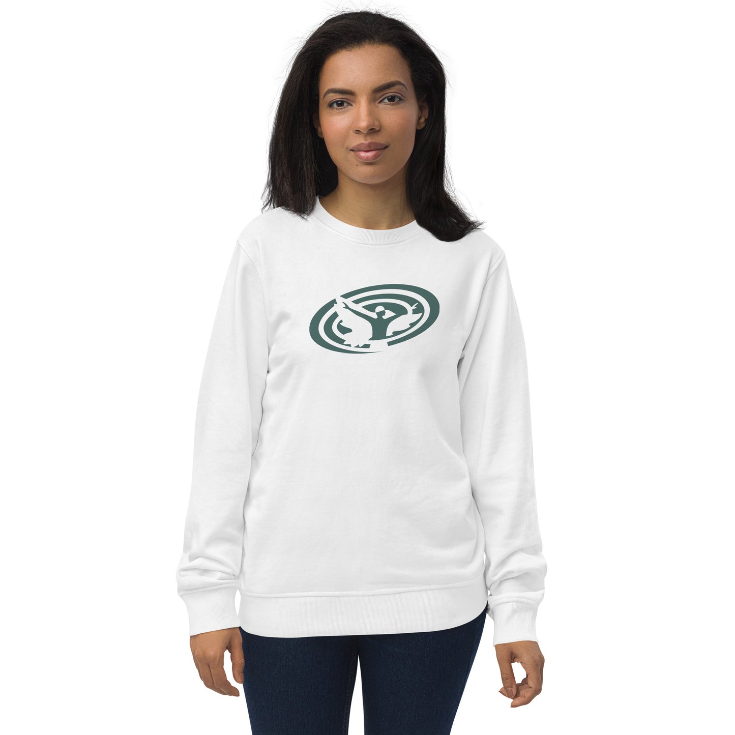 Unisex Organic Sweatshirt : Swirlspace Logo BG - BlueGray print