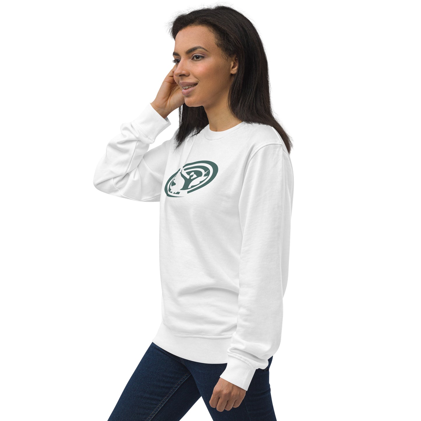 Unisex Organic Sweatshirt : Swirlspace Logo BG - BlueGray print