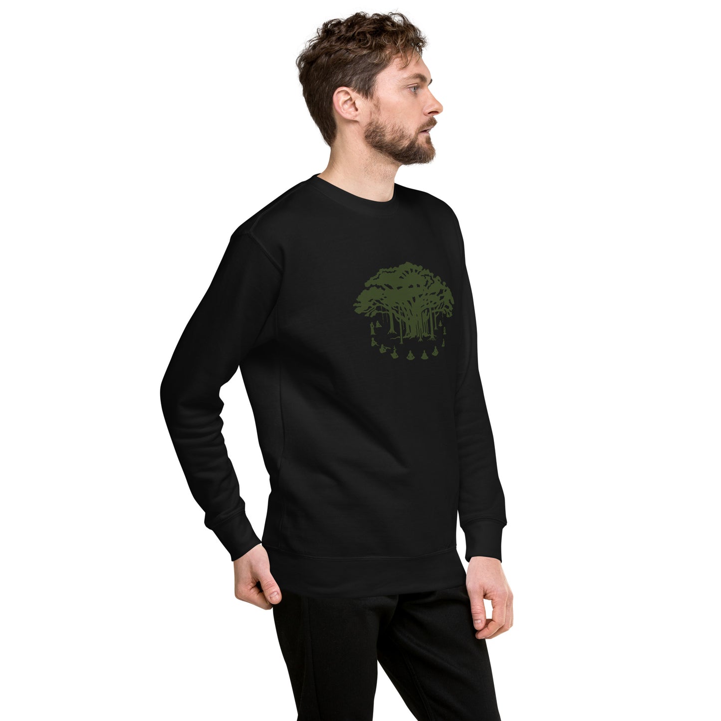 Unisex Premium Sweatshirt : Communitree - Black w/ Olive