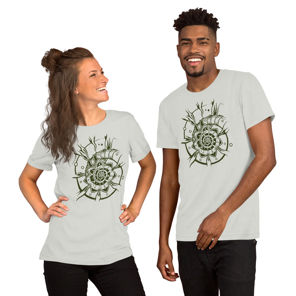 Unisex t-shirt : Starflower - Dark Green print