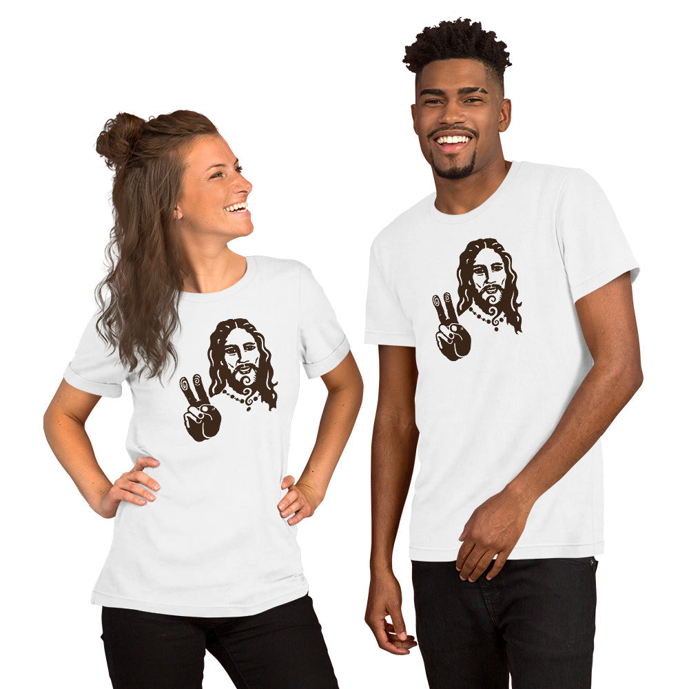 Unisex t-shirt : Peace Jesus - Brown print