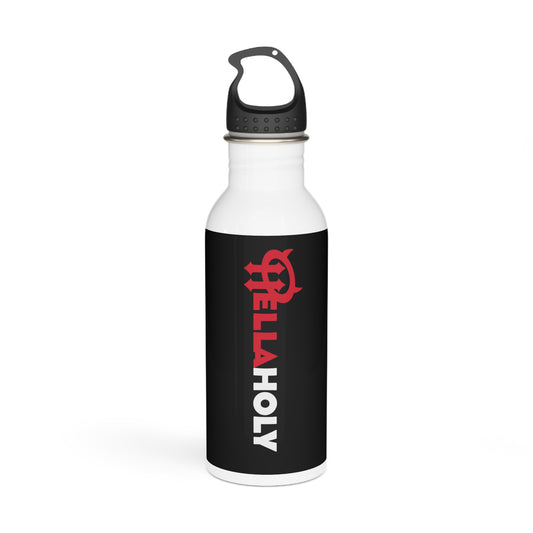 Stainless Steel Water Bottle : HellaHoly Logo (HH02) - Black w/ White & Red print