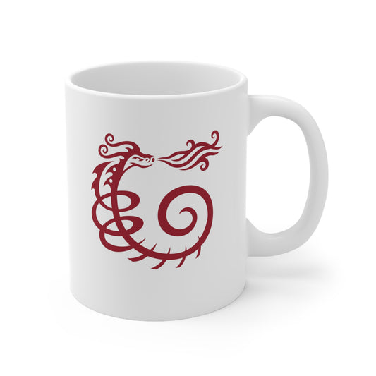 Ceramic Mug 11oz : Dragon - White w/ Red print