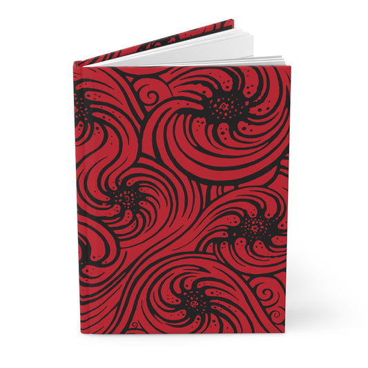 Hardcover Journal Matte : Cosmic Flow - Red w/ Black