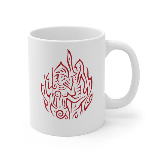 Ceramic Mug 11oz : Drop o' Fire - White w/ Red print