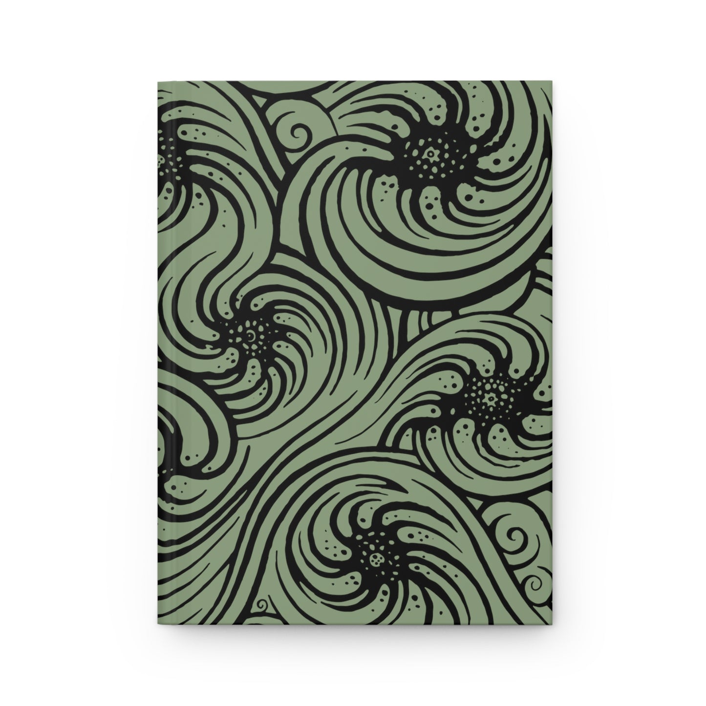 Hardcover Journal Matte : Cosmic Flow - Sage w Black