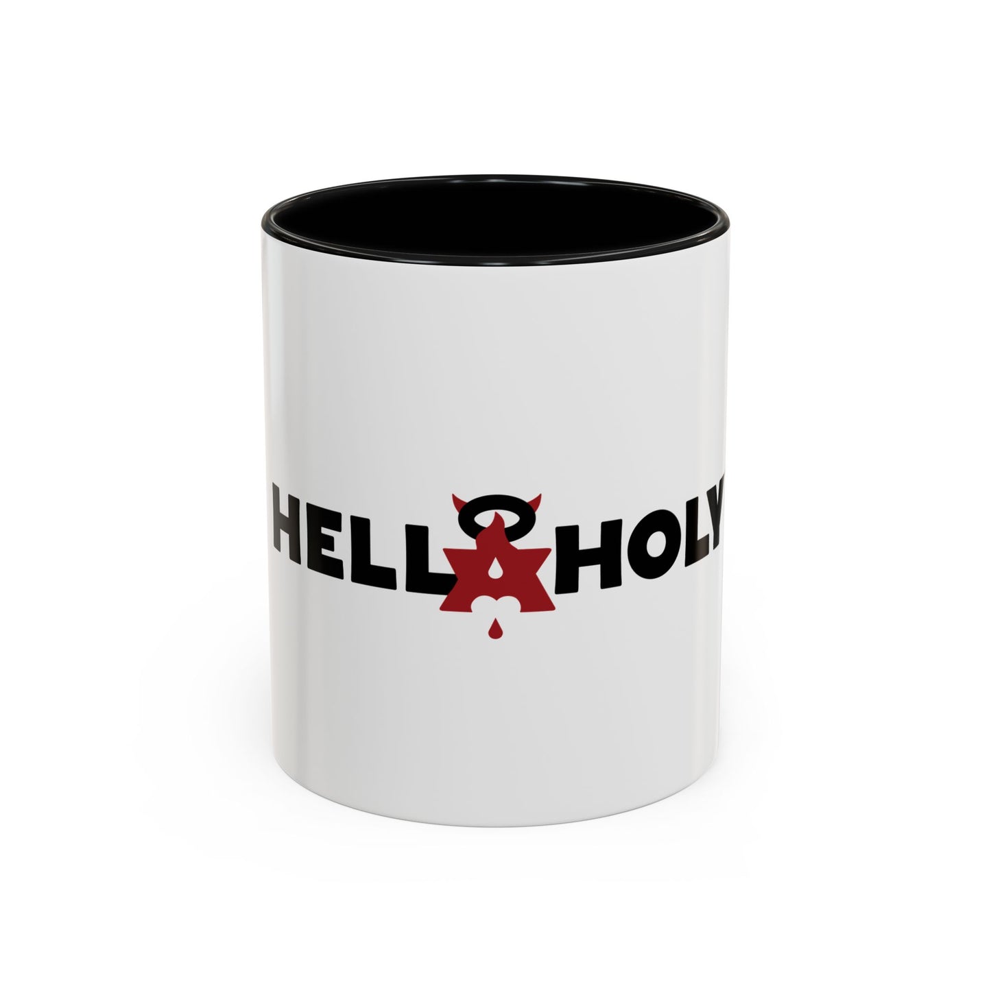 Accent Coffee Mug: HellaHoly™ Logo 01 - Black & Red print