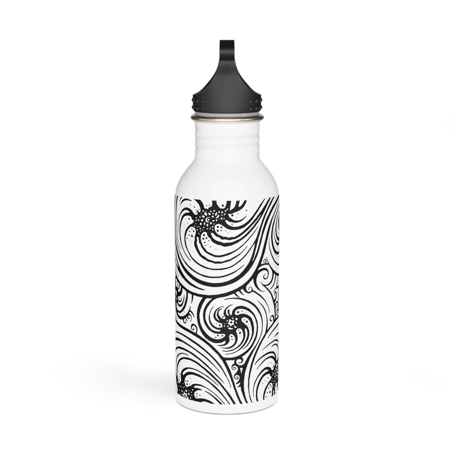 Stainless Steel Water Bottle : Cosmic Swirl - Black & White