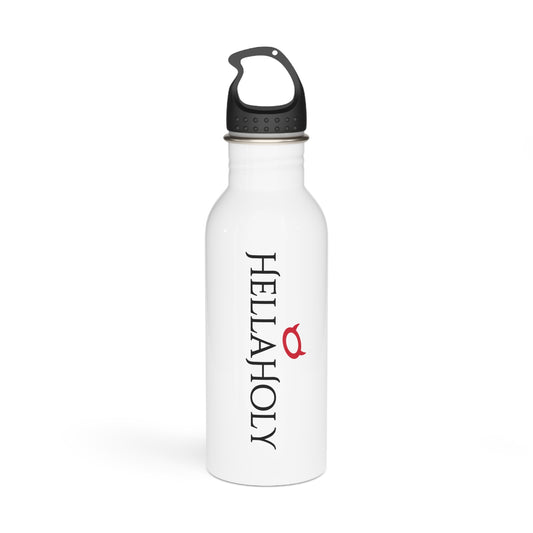 Stainless Steel Water Bottle : HellaHoly Logo HH05 - White w/ Black & Red print