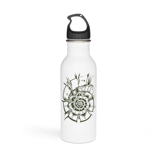 Stainless Steel Water Bottle : Starflower - White w/ Dark Green print