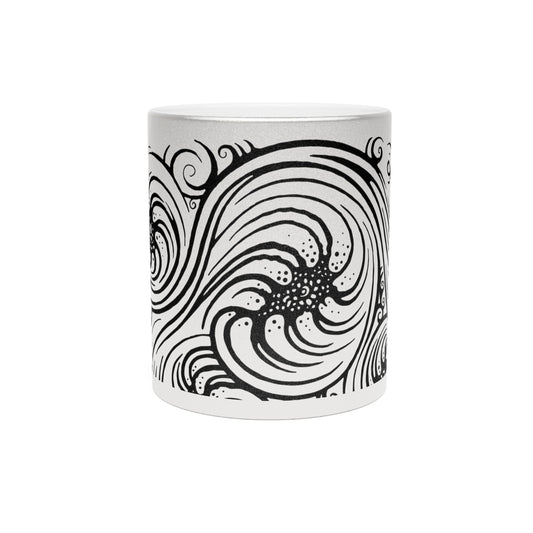 Metallic Mug (Silver\Gold) - Cosmic Swirl - Black print