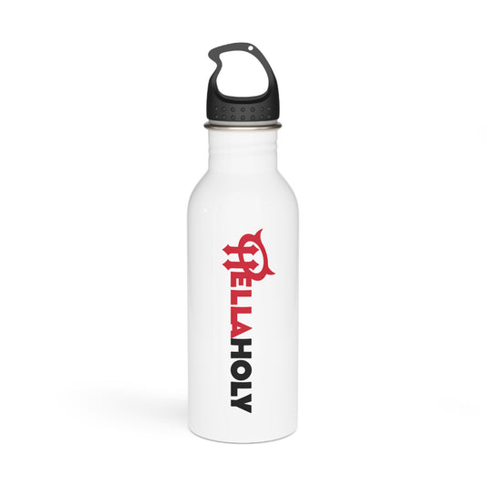 Stainless Steel Water Bottle : HellaHoly Logo (HH02) - White w/ Black & Red print