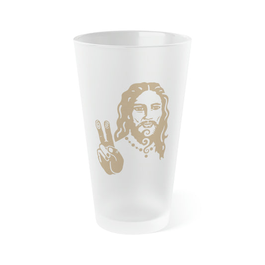 Frosted Pint Glass, 16oz : Peace Jesus