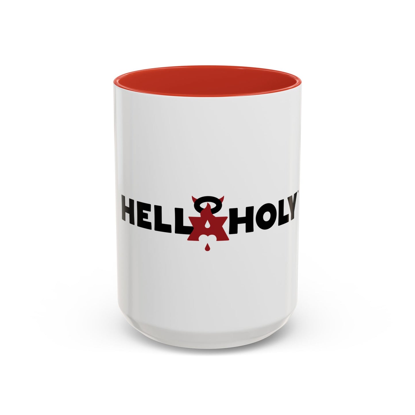 Accent Coffee Mug: HellaHoly™ Logo 01 - Black & Red print