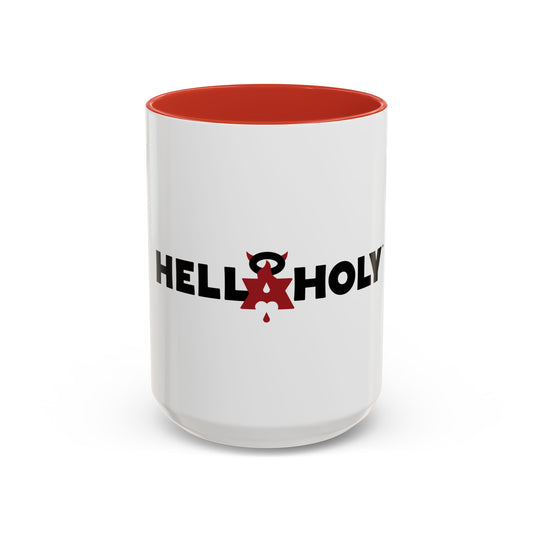 Accent Coffee Mug: HellaHoly™ Logo 01 - Black & Red print